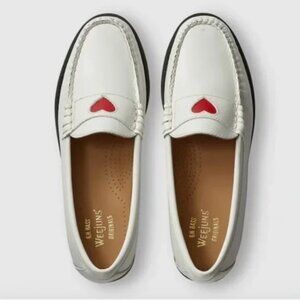 G. H. Bass Whitney Love Weejuns White Leather Heart Loafer Women's 10